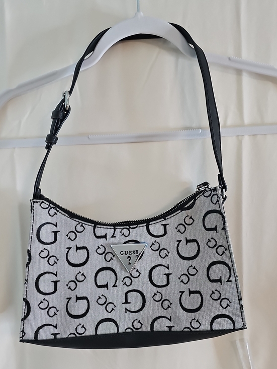 Guess Handbags - Guess Black & White Logo Shoulder Bag